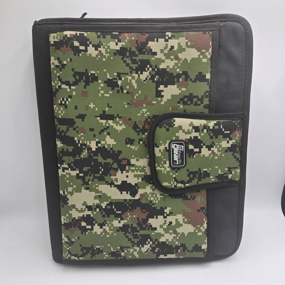 Case-It Zipper Binder 3 Ring Camouflage School Organizer Pockets Vintage 1990's